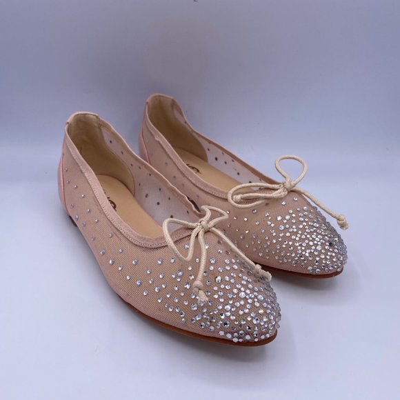 XYD Crystal Studs Ballet Flat Round Toe Rhinestone - Picture 4 of 8
